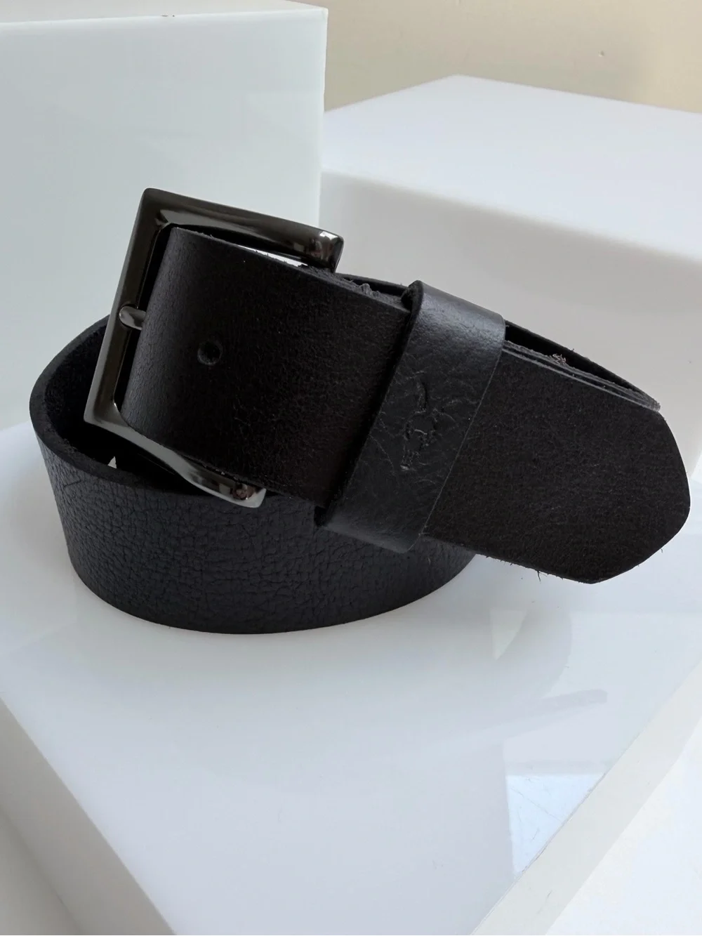 All Saints Men’s Black Leather Belt Size 40